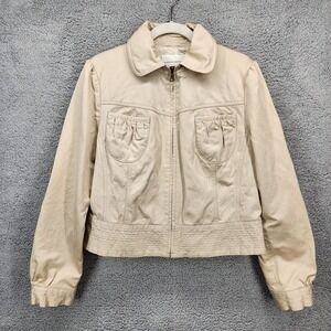 Banana Republic Women's Size‎ XL Beige Long Sleeve Collared Full Zip Jacket